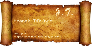 Hranek Tünde névjegykártya